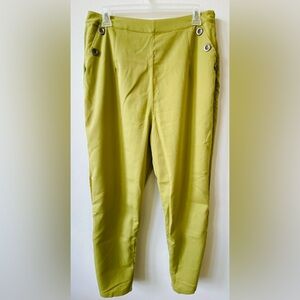 NWT Valija Gitana Lime Green Button-Accent Ponte Pants XL